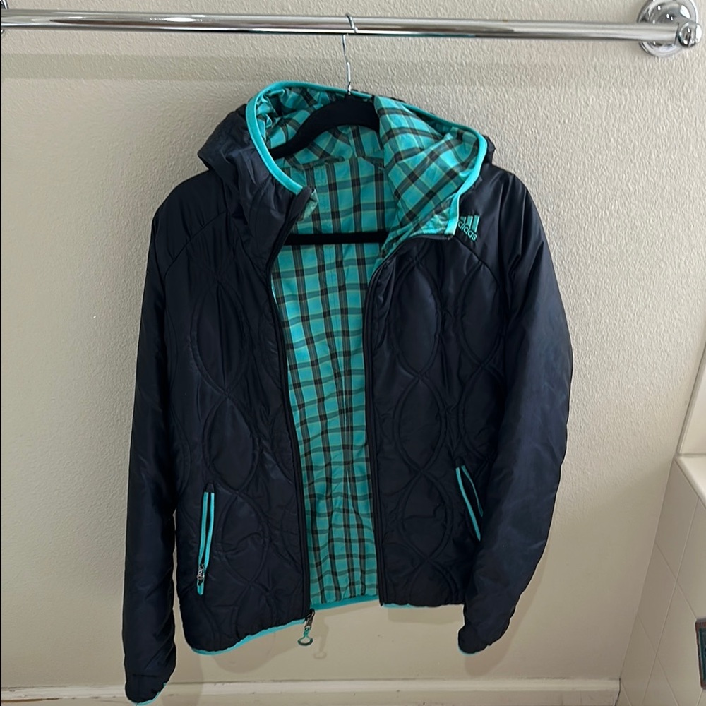 Blue and Teal Hooded Jacket